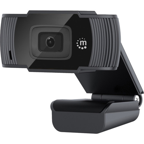 Manhattan USB Webcam, Two Megapixels, 1080p Full HD, USB-A, Integrated Microphone, Adjustable Clip Base, 30 frame per second, Black, Three Year Warranty, Box 462006
